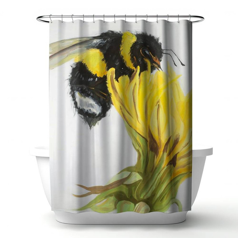 Bumblebee on Dandelion Shower Curtain