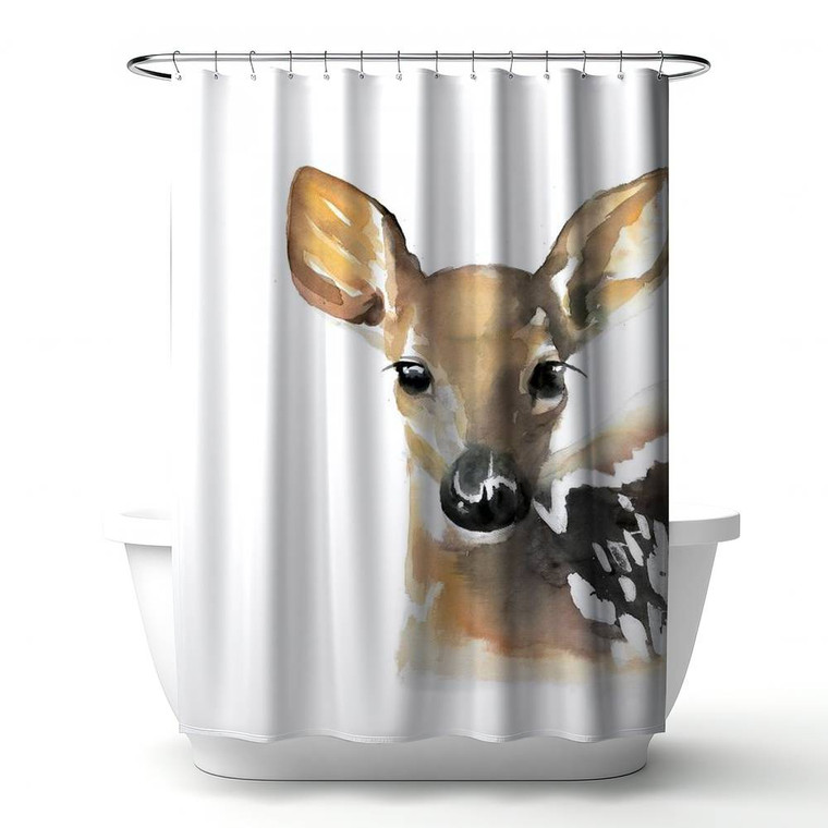 Watercolor Fawn Shower Curtain