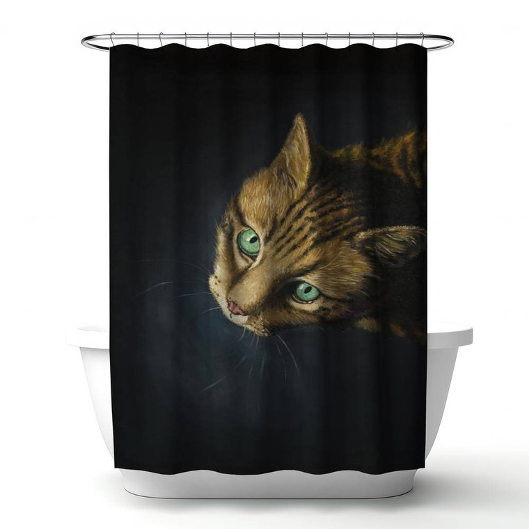 Bengal Cat on Black Shower Curtain