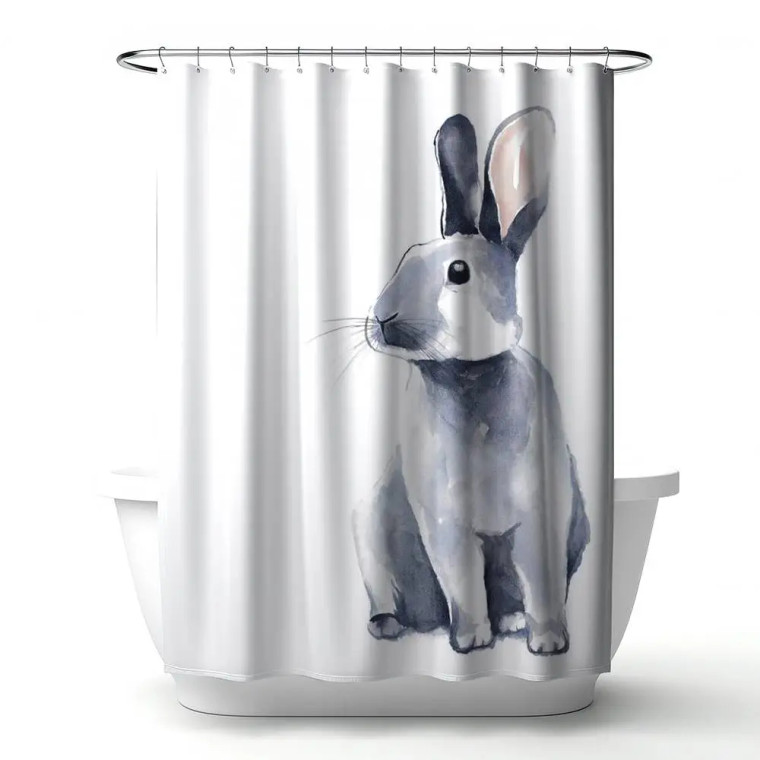 Gray Rabbit Shower Curtain