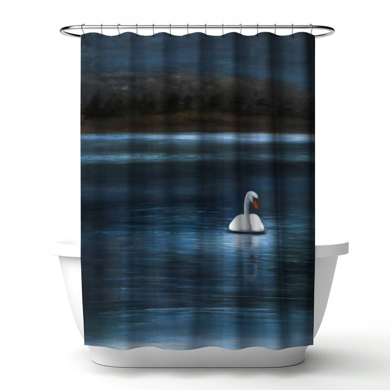 Swimming Swan Shower Curtain