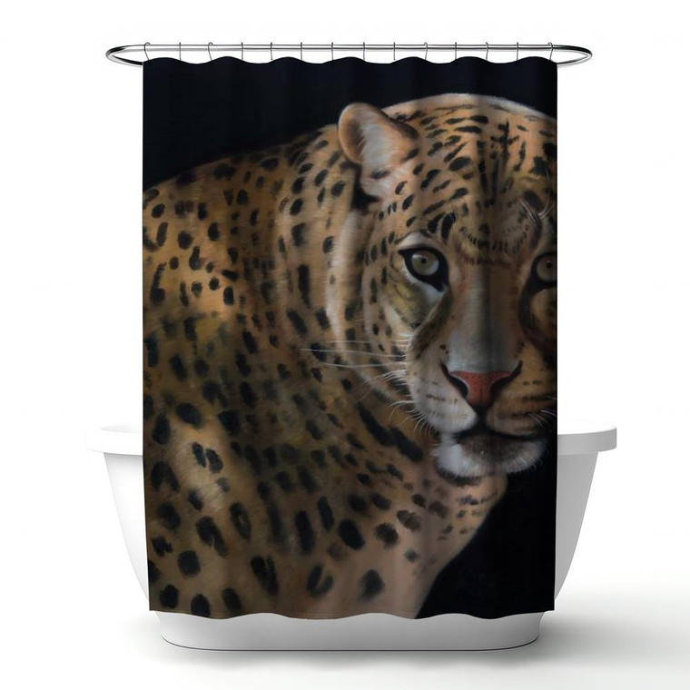 Leopard on Black Shower Curtain