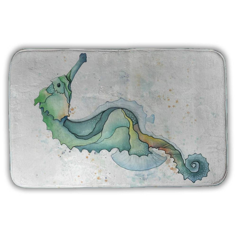 Watercolor Seahorse Bath Mat