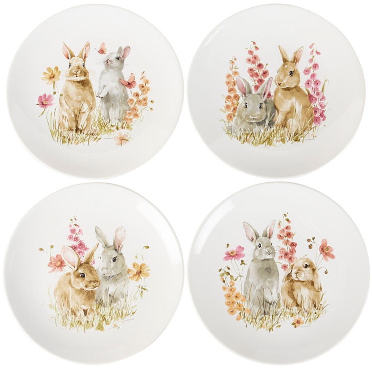 Floral Bunnies Dinner Plate Set