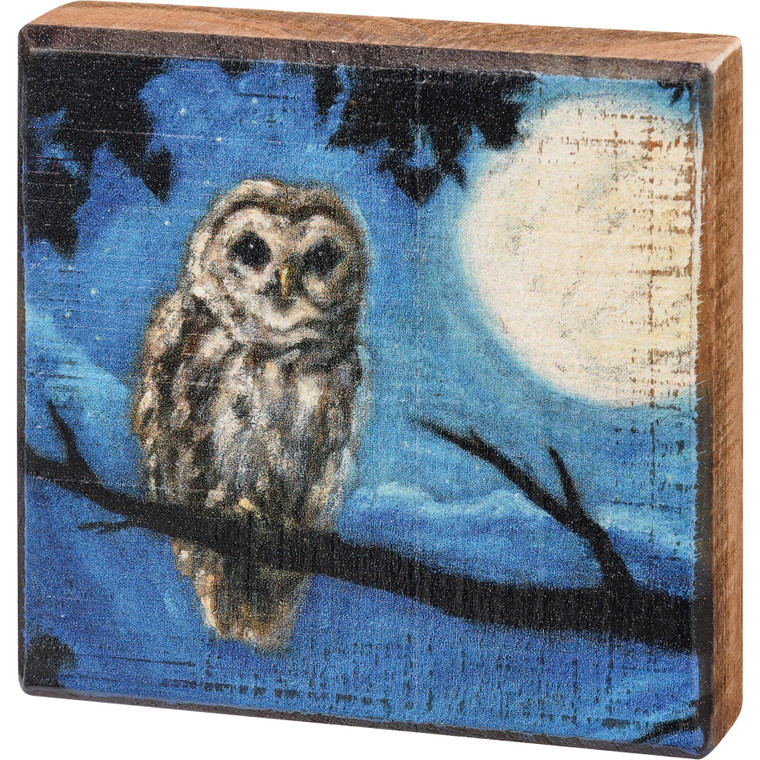 Fall Owl Wood Block Art