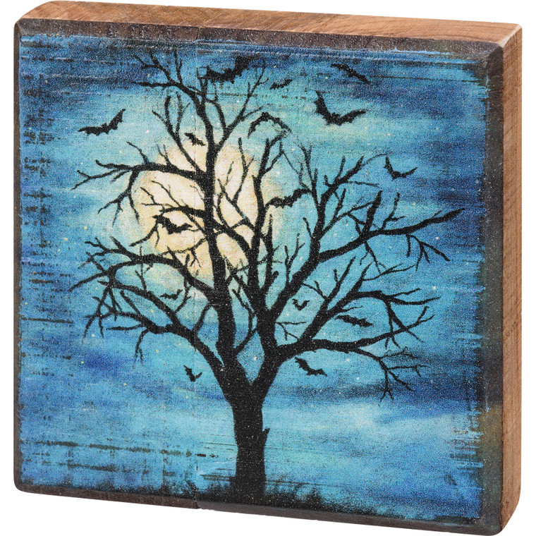 Haunted Tree Wood Block Art