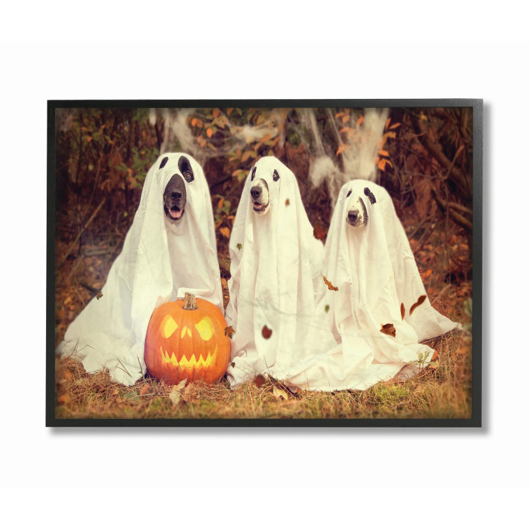 Vintage Ghost Dogs Halloween Framed Art Print 