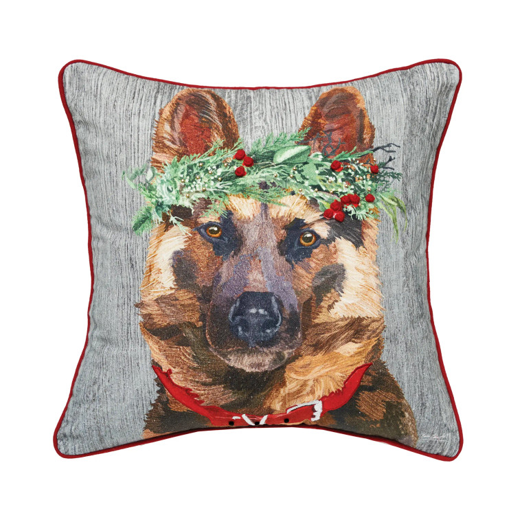 German Shepherd Christmas Throw Pillow