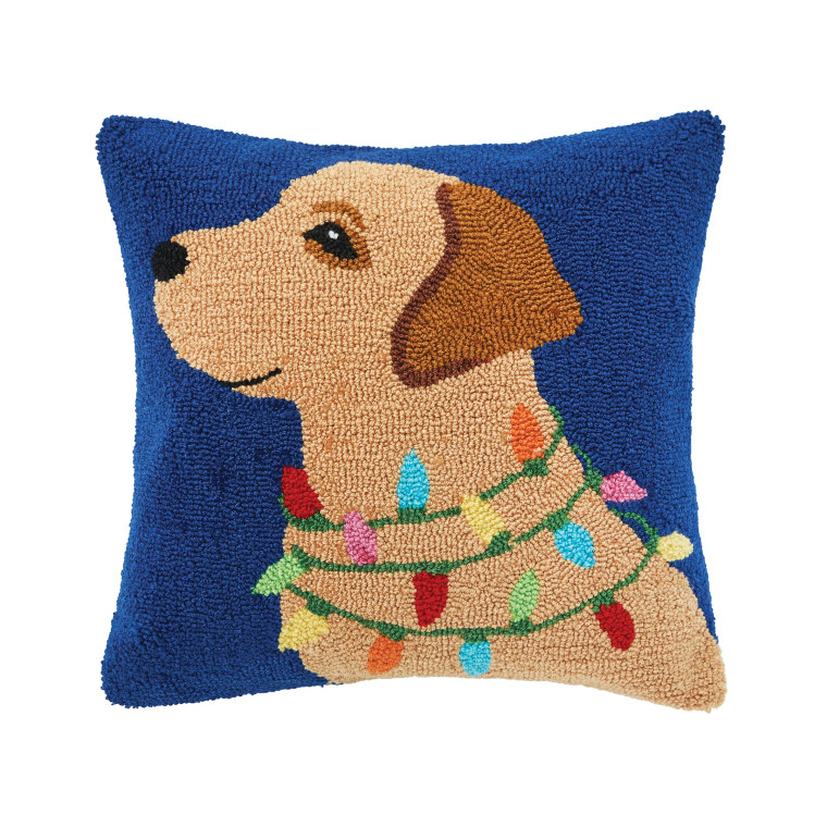 Lab Wrapped in Lights - Christmas Throw Pillow