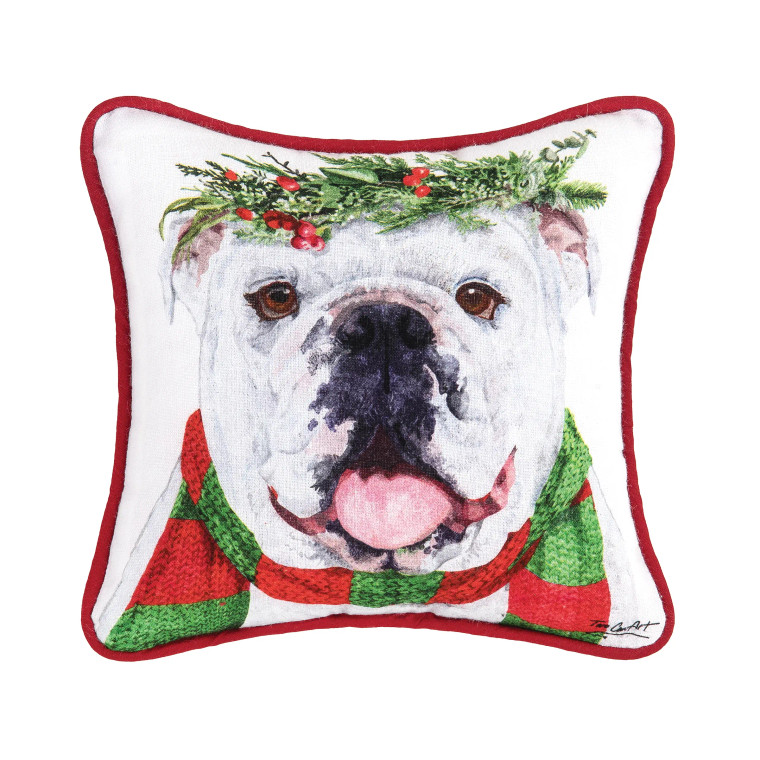 Bulldog Christmas Throw Pillow