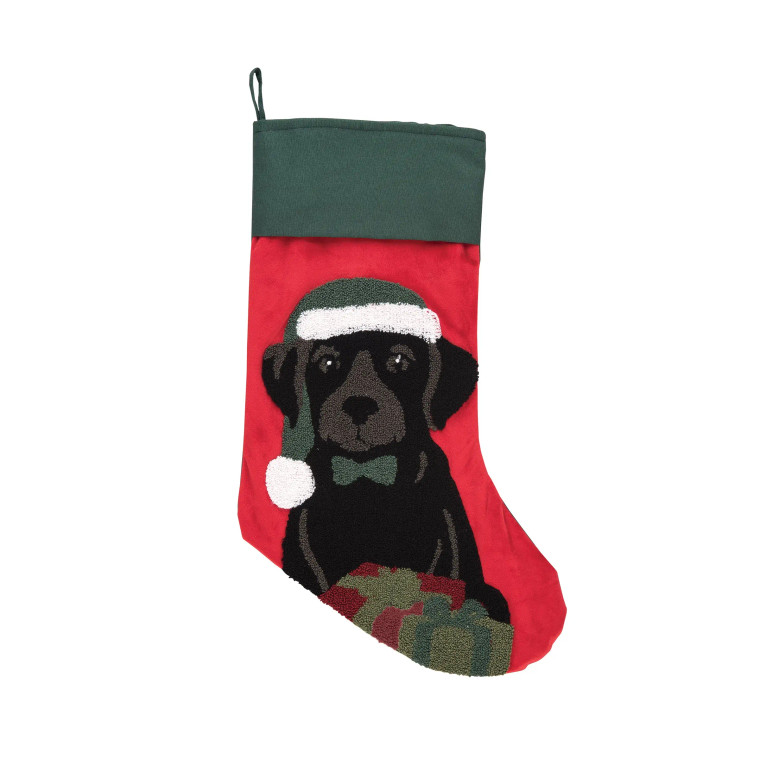 Santa Puppy Christmas Stocking