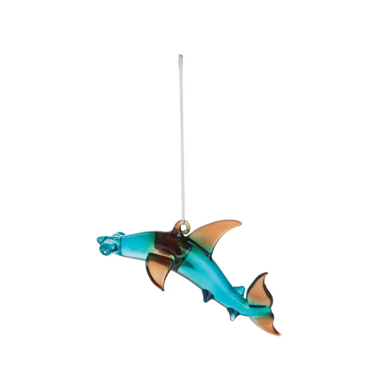 Blue Glass Hammerhead Shark Ornament