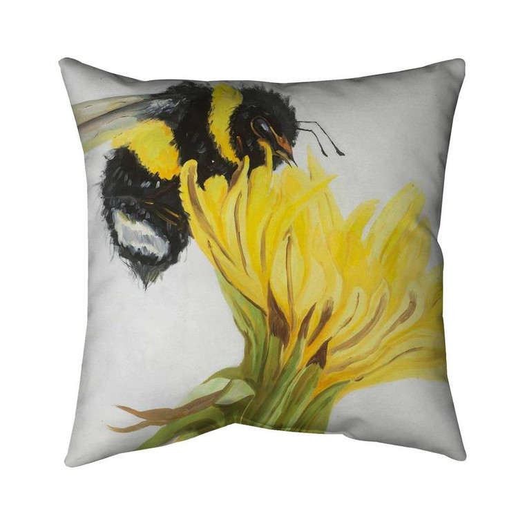 Bumblebee on Dandelion Throw Pillow