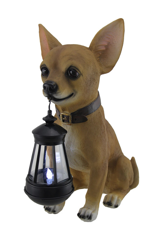Chihuahua Garden Statue - with LED Lantern
