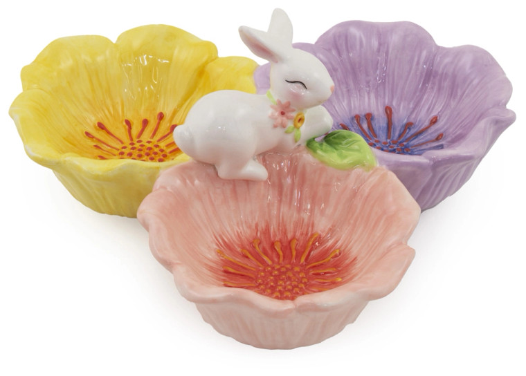 Floral Bunny Bowl Trio