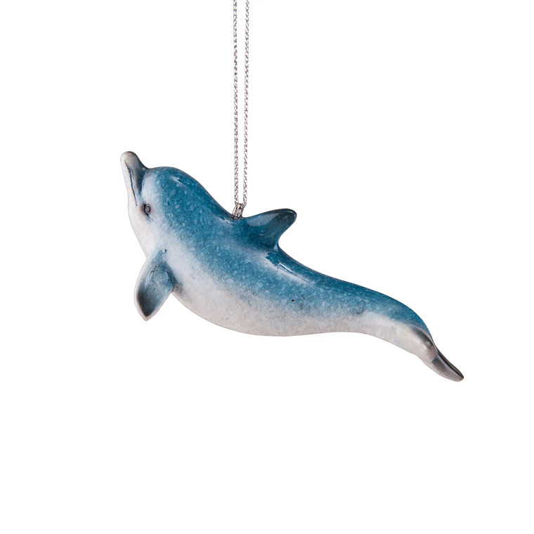 Shiny Blue Dolphin Ornament
