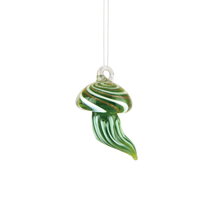 Green Art Glass Jellyfish Ornament