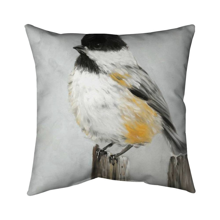 Perched Chickadee Throw Pillow