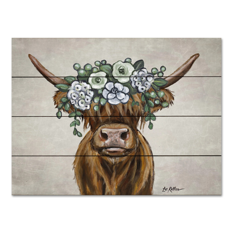 Fern Boho Highland Cow Pallet Wood Wall Art