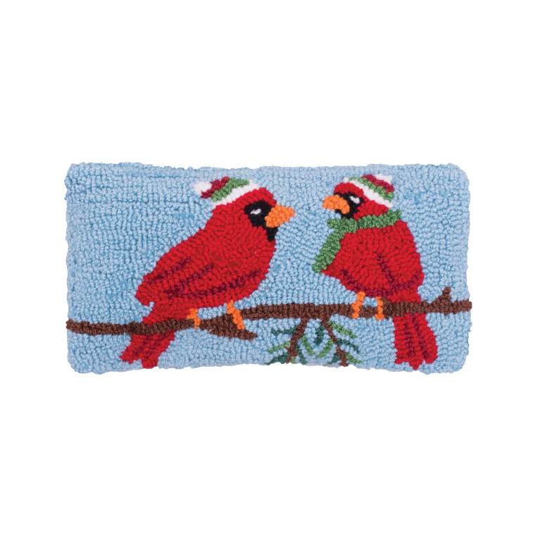 Winter Cardinal Hooked Throw Pillow