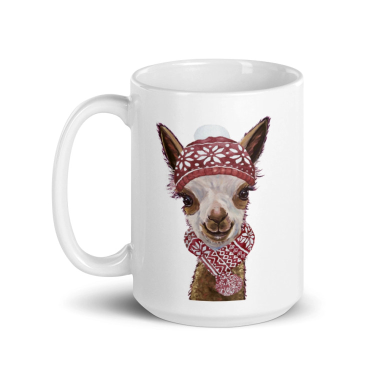 Winter Alpaca Mug - Brown/White