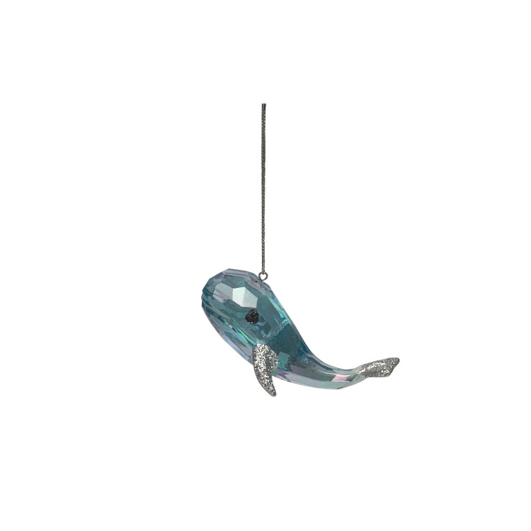 Blue Glass Whale Ornament