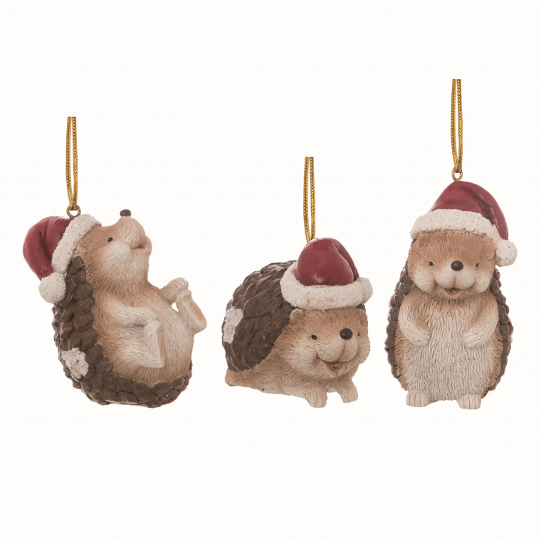 Holiday Hedgehog Ornaments - Set of 3