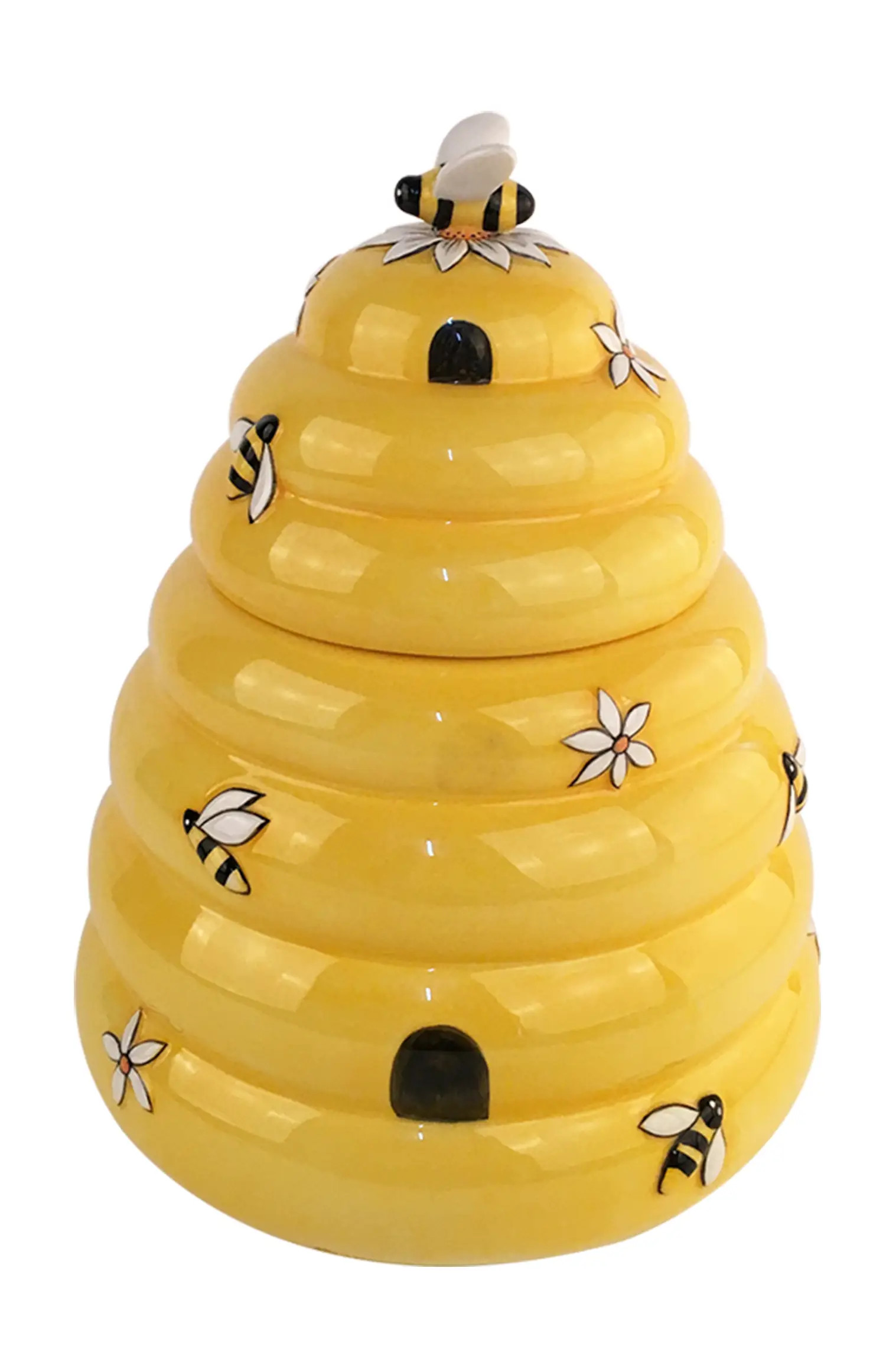 Beehive Honey Bee Cookie Ceramic Cookie Jar Kitchen Decor Nest 