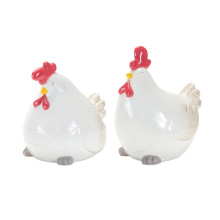 White Chicken Figurines - Set of 2