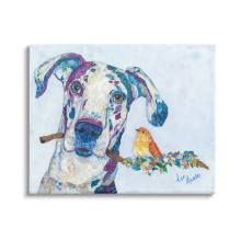Dog & Songbird Canvas Art Print
