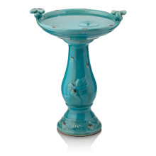 Antique Turquois Ceramic Birdbath