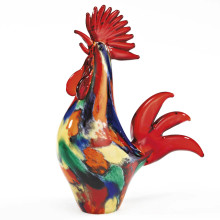 Colorful Art Glass Rooster Sculpture