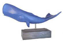 Wood-Carved Blue Whale Sculpture