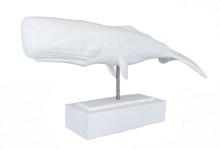 Wood-Carved White Whale Sculpture