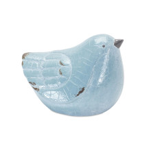 Distressed Blue Bird Figurine - Set of 4