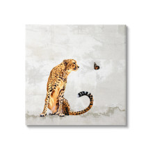 Cheetah & Butterfly Canvas Art Print