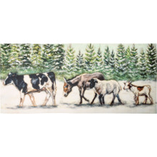 Winter Farm Animals Area Rug