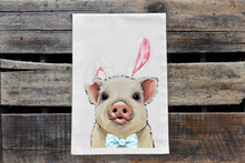 White Pig Easter Kitchen Towel