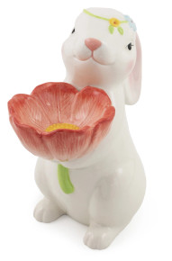 Red Tulip Bunny Figurine