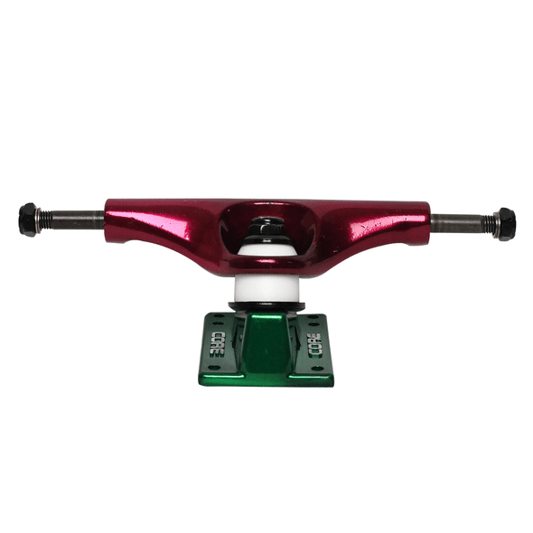 Core Hollows Truck 5.25 Anodized Red With Green Base (Hollow Kingpin)