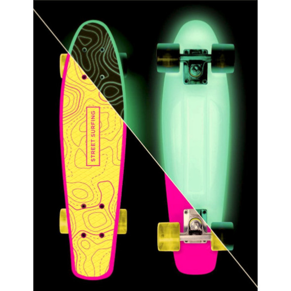 Street Surfing Plastic Cruiser Beach Board Glow Topographic - Case of 6