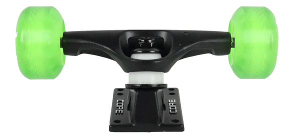 Skateboard Truck/Wheel Assembly Core 5.25 Black / 55mm Bigfoot Green / Abec 9 (Pair)