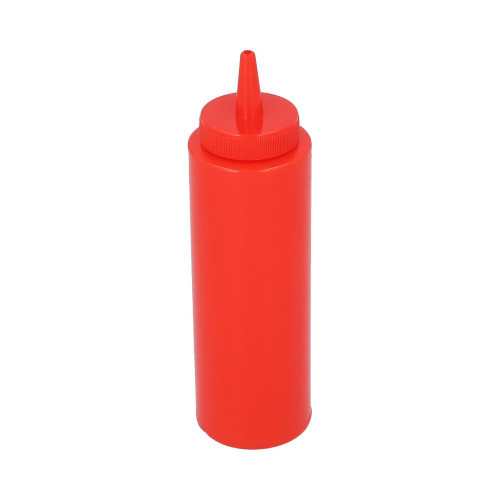 Botella exprimible de plástico para condimentos Thunder Group capacidad de 236.5 ml y color Rojo- PLTHSB008R