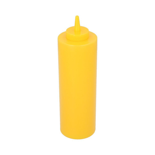 Botella exprimible de plástico para condimentos Thunder Group con capacidad de 709.7 ml color Amarillo- PLTHSB024Y