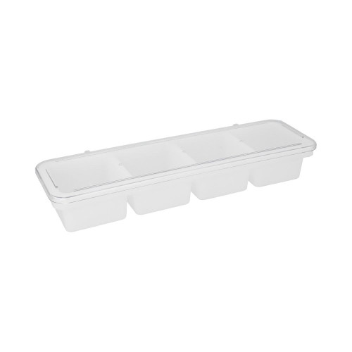 Caja con 4 compartimientos para condimentos con tapa de plástico Thunder Group de 45.7 cm color Blanco- PLBC004P