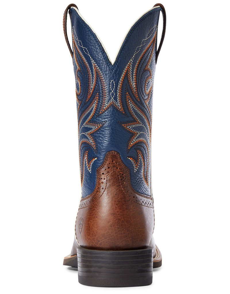 Ariat Men's Sport Knockout 11" Wide Square Toe Boots - Dark Whiskey/Sherriff Blue