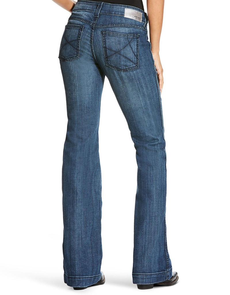 Ariat Women's R.E.A.L. Trouser Mid Rise Relaxed Fit Flare Leg Jeans - Bluebell