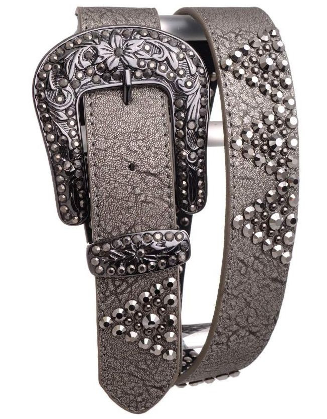 Kamberley Women's Leather Studded Rhinestone Belt