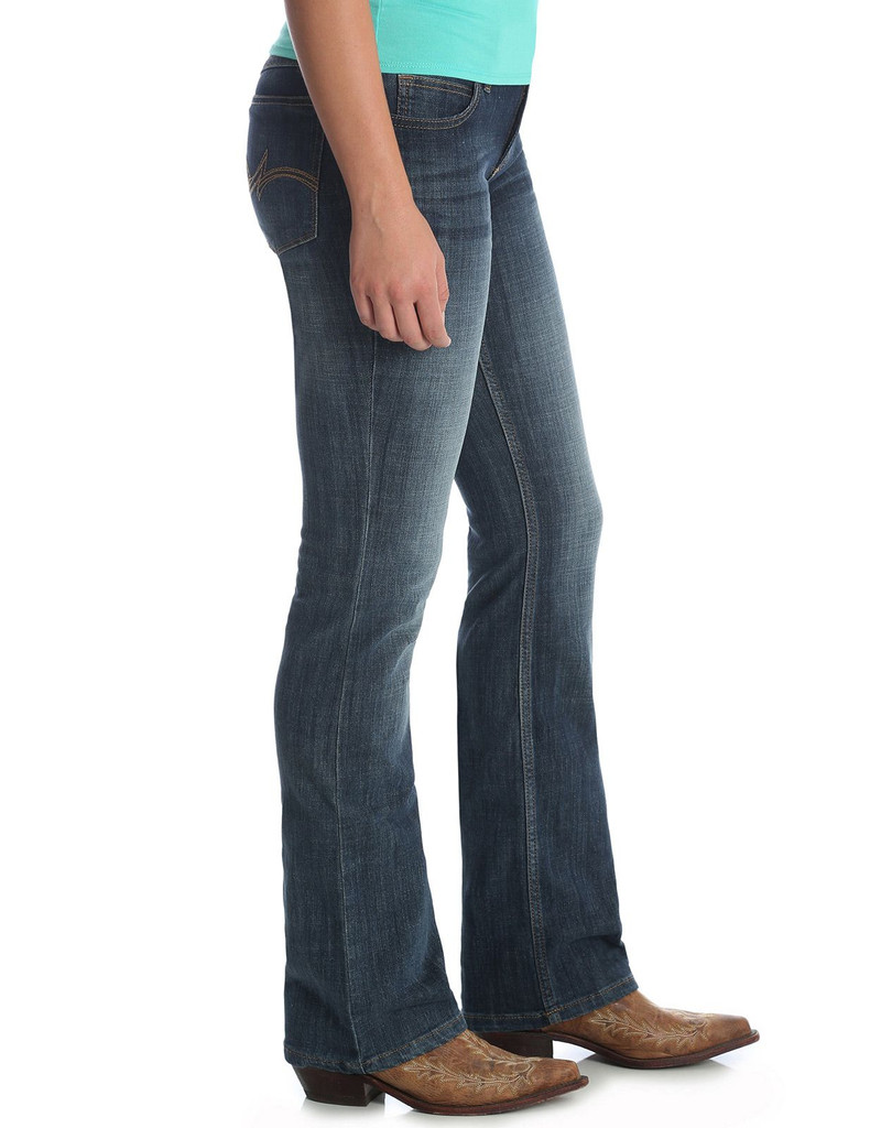 Wrangler Women's Essential Stretch Mid Rise Slim Fit Boot Cut Jean - AH Wash