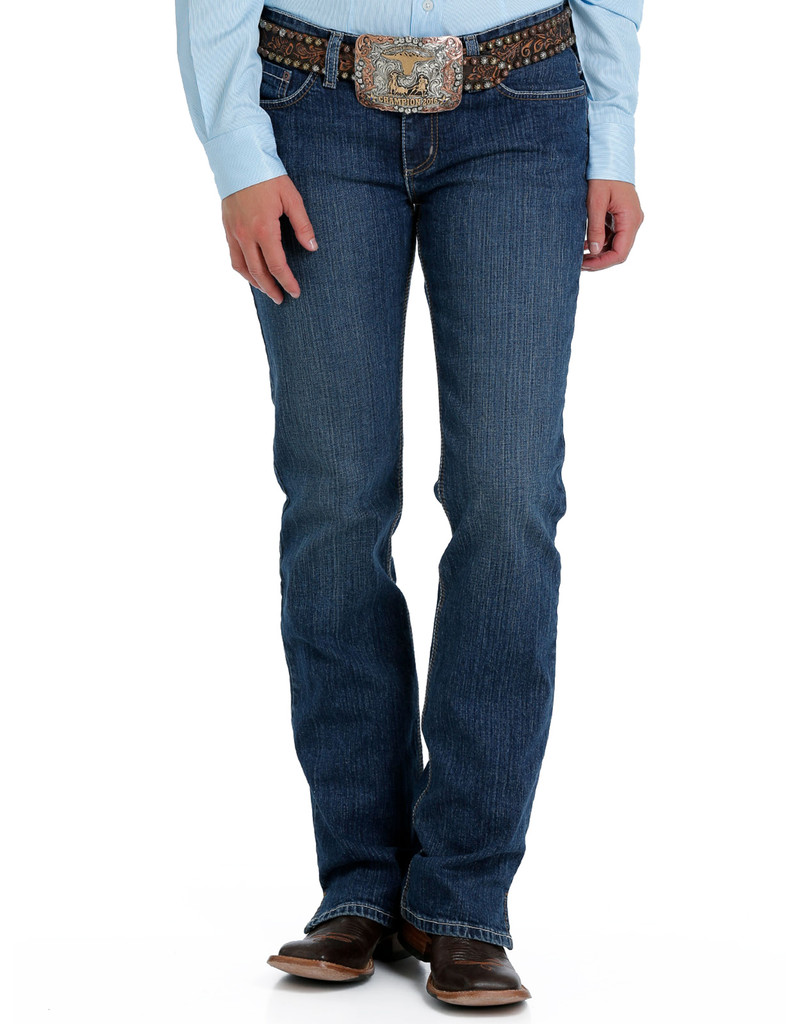 Cinch Women's Kylie II Mid Rise Slim Fit Boot Cut Jeans With Kick Slit